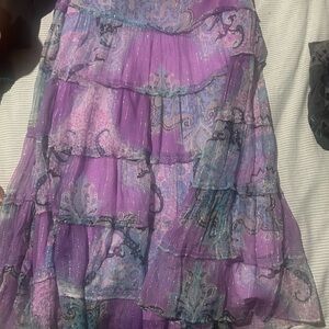 ECI Vibrant Purple Paisley Midi Skirt